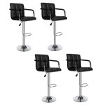 Lot de 4 tabourets de cuisine avec accoudoirs noirs - aubaysu - rglables en hauteur et pivotants  360 ...