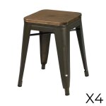 Lot de 4 tabourets style industriel en m�tal coloris gris ? collection factory.