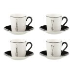 Lot de 4 tasses � caf� & sous - tasses apr�s - ski 8cl blanc