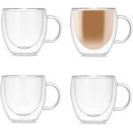 Tasse  caf - non spcifi - 4x150ml - double paroi - rsistantes  la chaleur - verre transparent