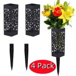 Lot de 4 vases noirs pour cimeti�re avec trous de drainage porte - fleurs comm�moratifs pour pierres ...