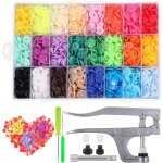 Lot de 400 bouton pressions en plastique - 25 couleurs - t5 12mm - avec outils pince en m�tal et rangement ...