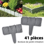 Lot de 41 - bordure effet pierre - pour parterre de jardin alle pelouse - platique rsistant