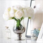 Lot de 5 artificielle pivoine plante bouquet de fleur soie pr d�cor salon jardin mariage beige