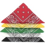 Lot de 5 bandanas de qualite superieure en 100% coton rouge jaune vert blanc noir Lot de 5 bandanas de qualite superieure en 100% coton rouge jaune vert blanc noir