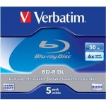Lot de 5 blu - ray disc verbatim - r dl - 50 go 6x - botier cd