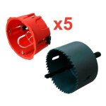 Lot de 5 botes d'encastrement cloison sche 67x40mm - rouge - zenitech