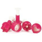Lot de 5 dcoupoirs - scrapcooking - jecteurs pte  sucre - c?ur / fleur / toile / bouton - rose et ...