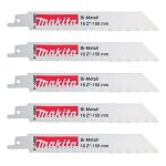 Lot de 5 lames de scie sabre makita p - 04880 bi - mtal flexible pour acier et inox (1, 5  2, 5 mm) ...