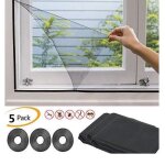 Lot de 5 moustiquaires de fenêtre avec velcro 130 x 150cm rideau souple en soie glace noir Lot de 5 moustiquaires de fenêtre avec velcro 130 x 150cm rideau souple en soie glace noir