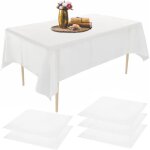 Lot de 5 nappe blanche jetable 137 * 183cm blanche nappe de table inge de table en tissu polyester lavable ...