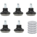 Lot de 5 roulettes pivotantes noires pour chaise de bureau patins de rechange de 5 cm (2 pouces) pour ...