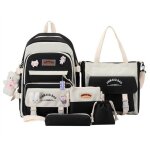 Sac � dos kawaii - findpitaya - lot de 5 - noir - sac � d�jeuner inclus - trousse � crayons incluse