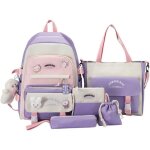Lot de 5 sacs � dos kawaii avec sac � d�jeuner et trousse � crayons sac � main porte - monnaie pour adolescent ...