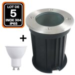 Spot encastrable - europalamp - lot de 5 - inox 304 - ip65 - ampoule gu10 5w blanc neutre 4500k