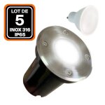 Spot encastrable - europalamp - lot de 5 - inox 316 - ip65 - ampoule gu10 5w blanc neutre 4500k