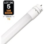 Lot de 5 tubes neon led 18w 120cm t8 blanc froid 6000k gamme pro