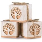 Lot de 50 botes - cadeaux de baptme bote  bonbons arbre de vie bote en papier avec cordon de serrage ...