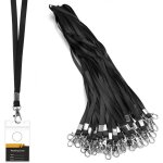 Lot de 50 cordons porte - badge tour de cou 45 cm noir - fermoir m�tallique � mousqueton pivotant - pour ...