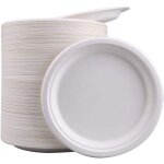 Lot de 50 grandes assiettes robustes de qualit� sup�rieure en bagasse ultra - rigide et biod�gradable ...