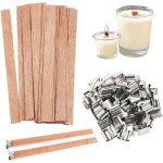 Lot de 50 meche bougie bois avec 50 bases en m�tal 5 m�che de bougie en bois trimmable pour la fabrication ...