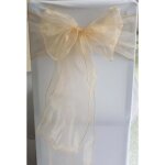 Lot 50 noeuds de chaise organza baptême fête décor mariage nuptiale doré clair Lot 50 noeuds de chaise organza baptême fête décor mariage nuptiale doré clair