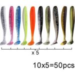 Lot de 50 pcs leurre souple shad wobbler appt en silicone - ecelen - 10cm - violet - pche