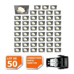 Lot de 50 spot encastrable orientable led carre alu brosse gu10 230v eq. 50w blanc chaud
