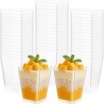 Lot de 50 tasses � dessert 150ml verrines � dessert r�utilisables verrine tiramisu carr�s trasparente ...
