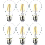 Lot de 6 ampoules led culot edison � vis e27 4 w (�quivalent 40 w) filament transparent intensit� non ...