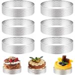 Cercle � tarte - inox - lot de 6 - 8 cm - r�sistant - antiadh�sif - perfor�