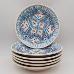 Lot de 6 assiettes creuses marocain turquoise - d 24 cm