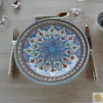Lot de 6 assiettes plates bakir turquoise - d 24 cm