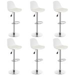 Lot de 6 chaises de bar blanches réglables en hauteur 83 - 103cm - cuisine Lot de 6 chaises de bar blanches réglables en hauteur 83 - 103cm - cuisine
