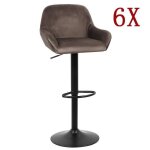 Lot de 6 chaises de bar marron aimei - surface des selles en velours - �ponge �paissie - charge max. ...