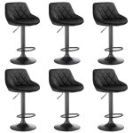 Lot de 6 chaises de bar en velours noir errolves r�glables en hauteur avec repose - pieds