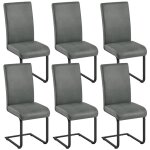 Lot de 6 chaises cantilever haut dossier pieds m�talliques en u design moderne pour salle � manger et ...