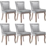 Lot 6 chaises capitonn�es gris velours - pieds bois classique design - stable salle � manger salon - ...