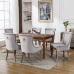 Lot de 6 chaises capitonnées en velours - chaise de salle à manger luxe - pieds en bois massif - style ... Lot de 6 chaises capitonnées en velours - chaise de salle à manger luxe - pieds en bois massif - style ...