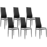 Lot de 6 chaises de cuisine noires avec bandes blanches42. 5 * 40 * 97cm