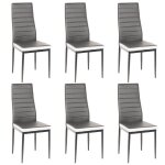 Lot de 6 chaises de cuisine romane siges de salle  manger grises et blanches - hauteur 45 cm