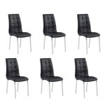 Lot de 6 chaises emma simili cuir - noir