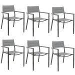 Lot de 6 chaises de jardin exterieur empilable fauteuil terrasse en aluminium