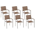 Lot de 6 chaises de jardin marron vernio