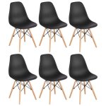 Lot de 6 chaises - laizere - design moderne de style scandinave - noir - pieds en bois massif