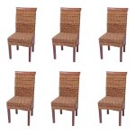 Lot de 6 chaises m45 - banane tress�e - 47x54x93cm - pieds marrons