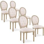 Lot de 6 chaises m�daillon capitonn�es louis xvi tissu beige