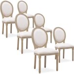 Lot de 6 chaises médaillon louis xvi tissu beige Lot de 6 chaises médaillon louis xvi tissu beige
