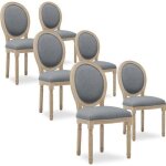 Lot de 6 chaises médaillon louis xvi tissu gris Lot de 6 chaises médaillon louis xvi tissu gris