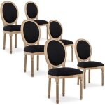 Lot de 6 chaises m�daillon louis xvi tissu noir